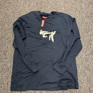 Supreme Navy Long Sleeve Tee with Graphic